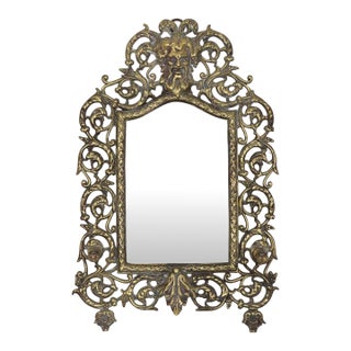 Early 20th Century Rococo Revival Bacchus Cast Brass Wall Mirror For Sale