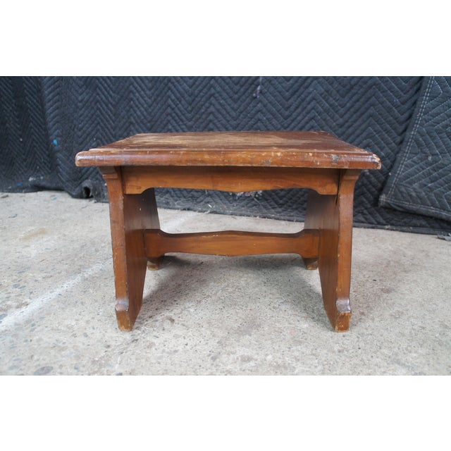 Brown Antique Mahogany Gothic Revival Footstool Step Stool Bench Seat Ottoman 15" For Sale - Image 8 of 10