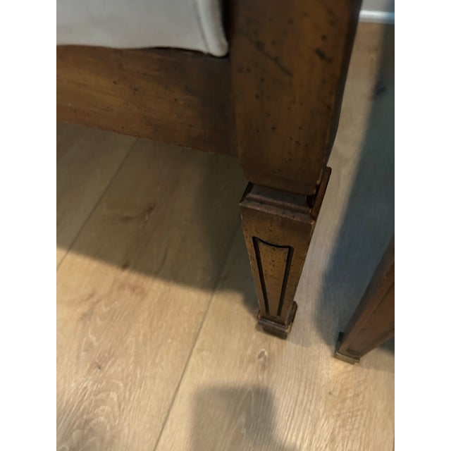 Vintage Wood & Cane Upholstered Settee / Loveseat For Sale - Image 12 of 14