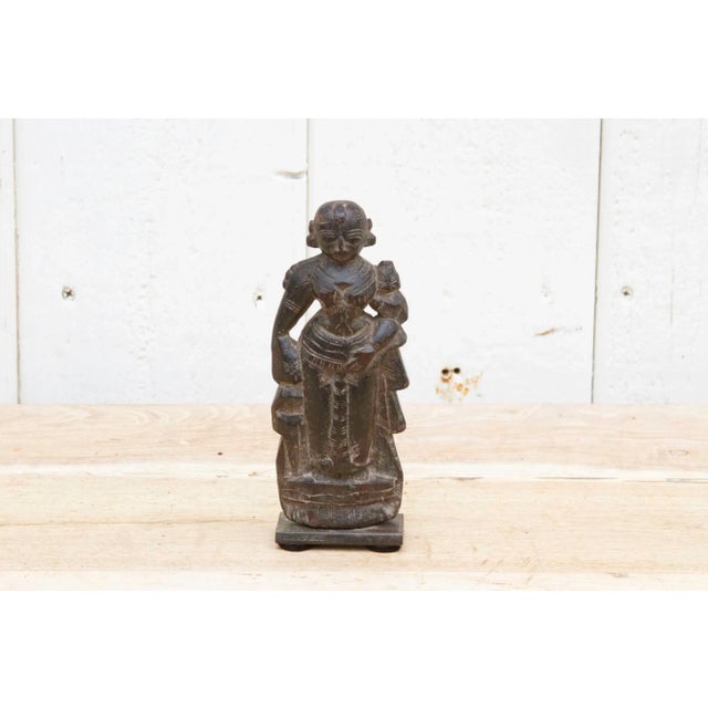 Indian Antique Indian Carved Altar Figure For Sale - Image 3 of 11