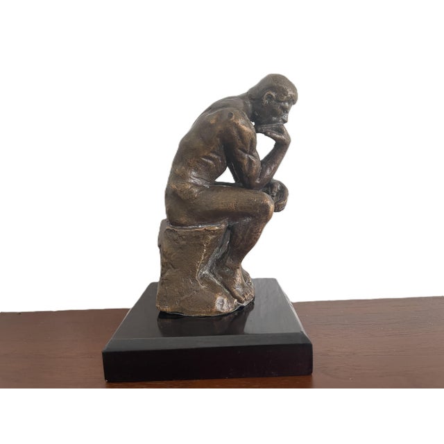 Decorative Bronze Reproduction Sculpture of The Thinker after Auguste Rodin from Hachette For Sale - Image 3 of 12