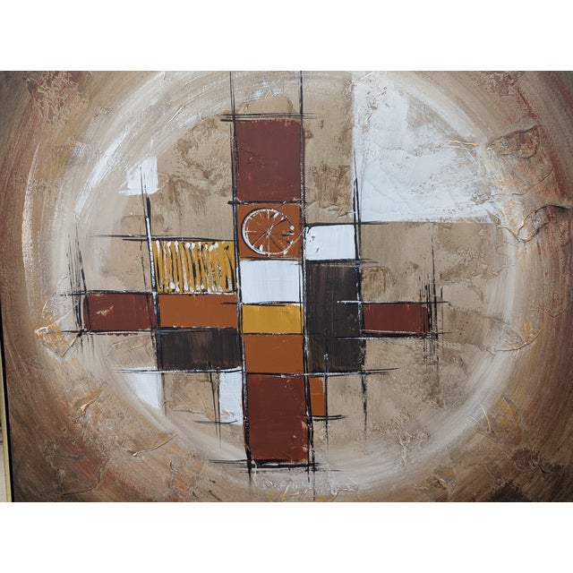 Mid 20th Century Mid Century Modern Abstract Oil Painting Framed and Signed For Sale - Image 5 of 7