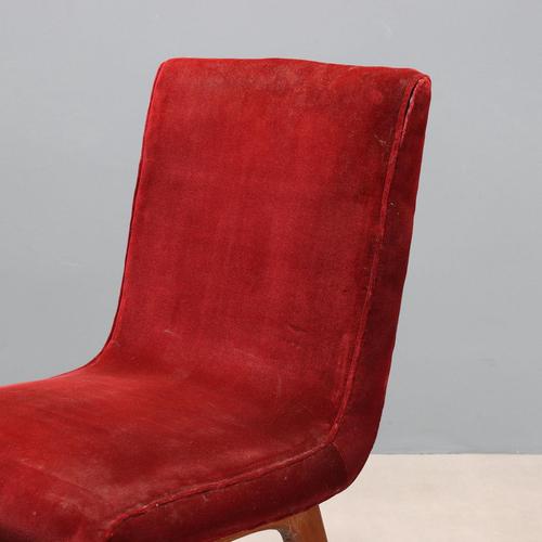 Vintage Chairs in Velvet and Wood, Italy, 1960s, Set of 6 For Sale - Image 5 of 10