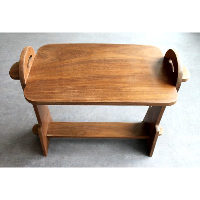 Brutalist Side Table in Exotic Wood, 1950s For Sale - Image 5 of 10