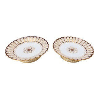 Mintons Green & Nephew Reticulated Porcelain Plate - Pair of 2 For Sale