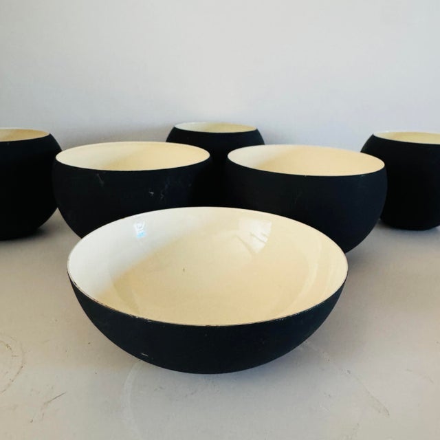 1990s Vintage 1990s Enamel Glitttrig Bowls by Ingegerd Raman, Set of 6 For Sale - Image 5 of 12