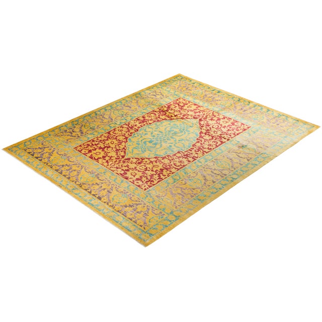 Gold Eclectic Collection Hand-Knotted Area Rug - 9' 2" X 11' 10" For Sale - Image 8 of 10