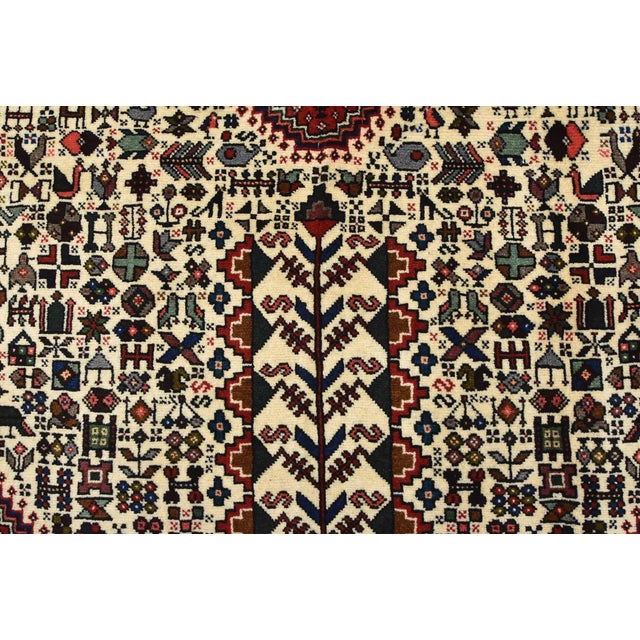 Abadeh Rug 5'2'' X 6'11'' Ivory Wool Vintage Tribal Hand-Knotted Oriental Carpet For Sale - Image 9 of 12