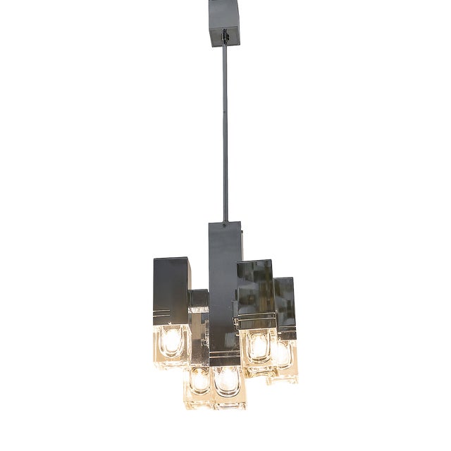 Mid-Century Modern Italian Chrome and Glass Pendant Light from Gaetano Sciolari, 1970 For Sale