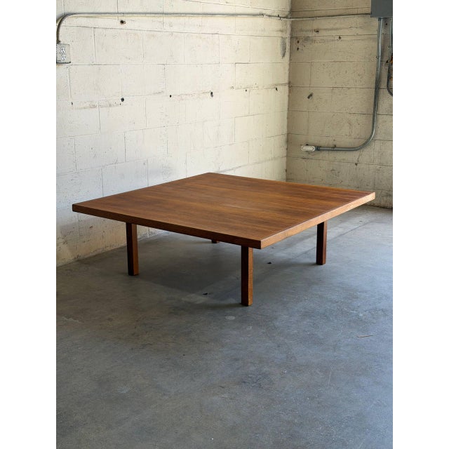 Beautiful large vintage Danish Mid-Century Modern square coffee table crafted in warm oak veneer with striking natural...