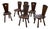 Vintage Oak Folk Art Chairs, 1950s, Set of 6 For Sale