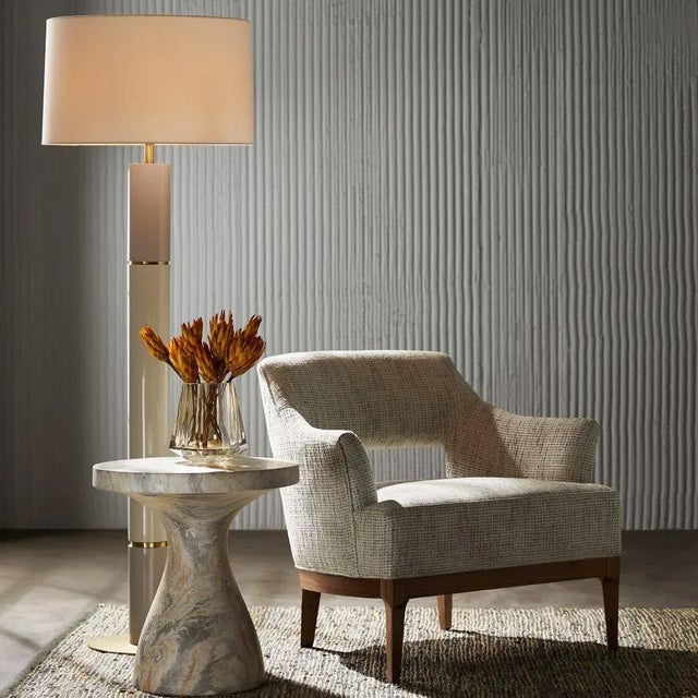 Abstract Arteriors Home Large Serafina Accent Table in Sahara Faux Marble For Sale - Image 3 of 8