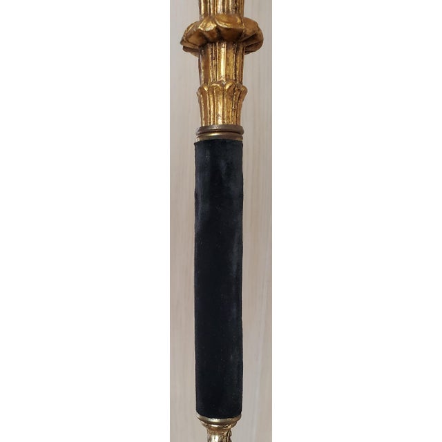 1920s Hollywood Regency 2 Way Staircase Swag Lamp with Gold Leaf Filigree Velvet For Sale In Milwaukee - Image 6 of 13