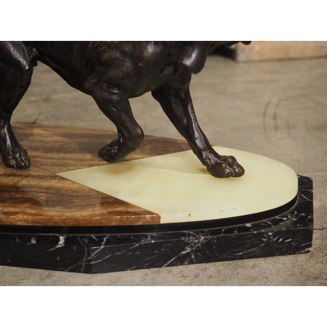 Metal A French 1930s Hunting Dog Group on Marble Base For Sale - Image 7 of 18