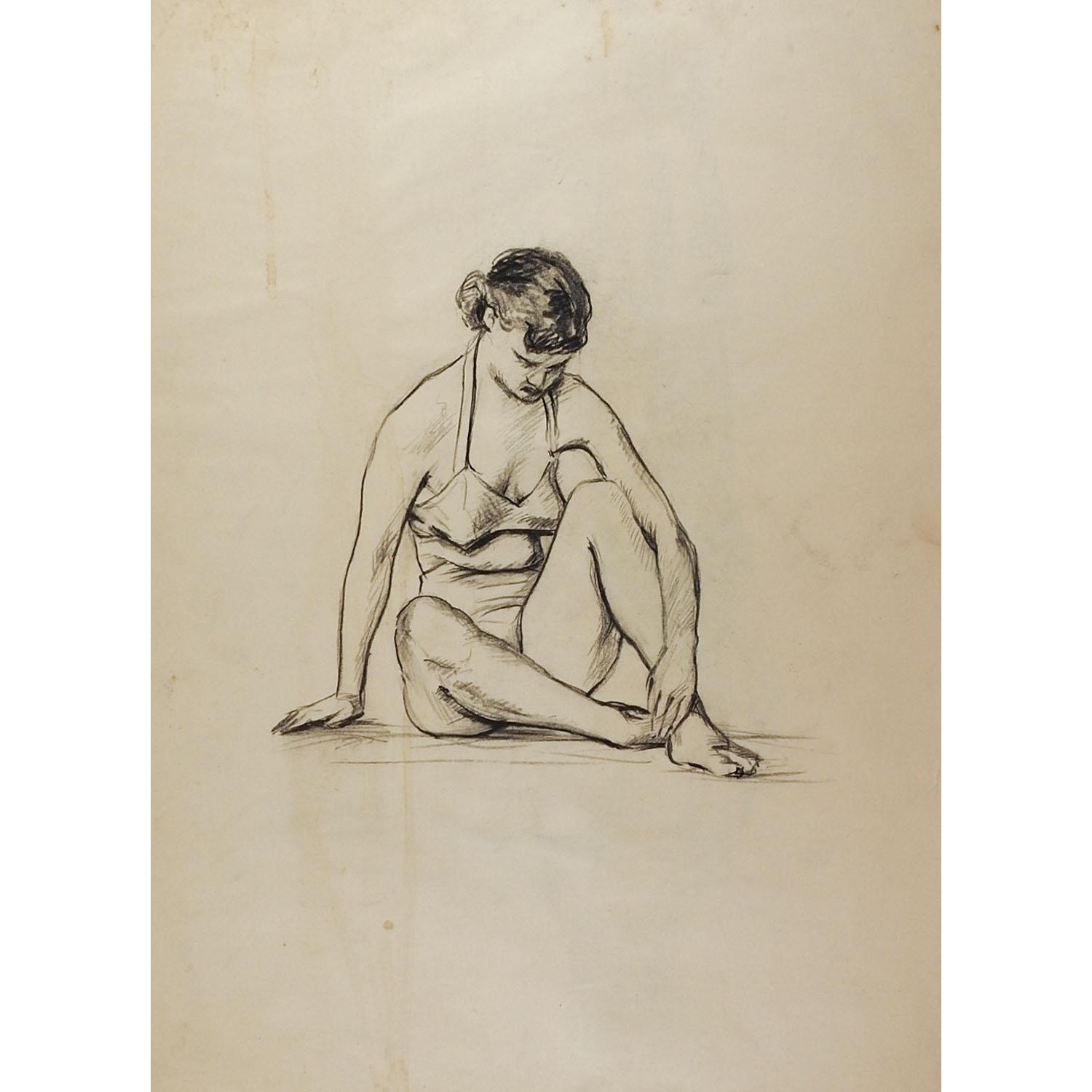 Drawing Seated Female Figure 1950 S Chairish You have to make sure to have good proportions while still maintaining the style. drawing seated female figure 1950 s