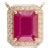 2.96 Ct Octagon Cut Precious Ruby Halo Diamond Pendant in 18k For Sale
