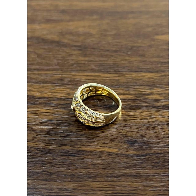 Gold Edwardian Style Diamond Bezel Filigree 14k Yellow Gold Vintage Details Band Ring For Sale - Image 8 of 11