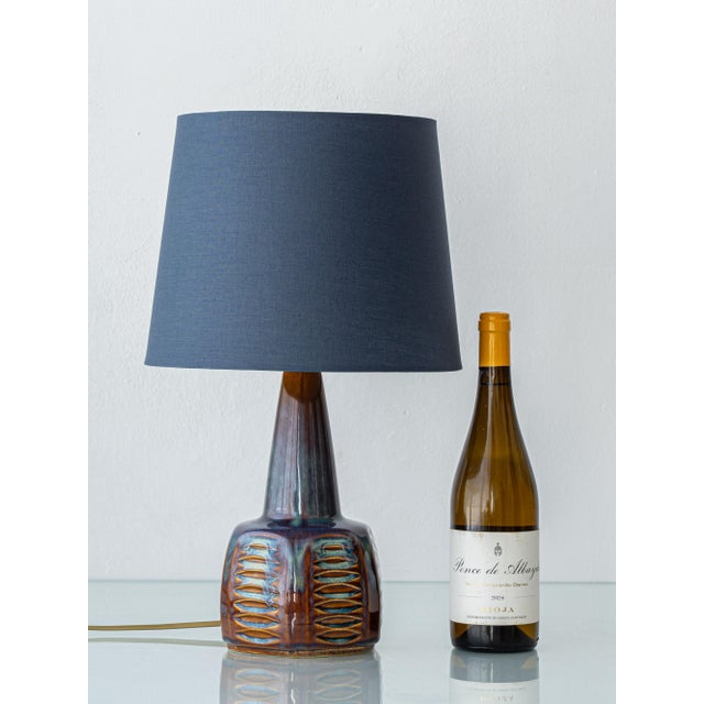 Mid-Century Modern Scandinavian Modern Glazed Stoneware Table Lamp with New Danish Shade from Søholm, 1960s For Sale - Image 3 of 18