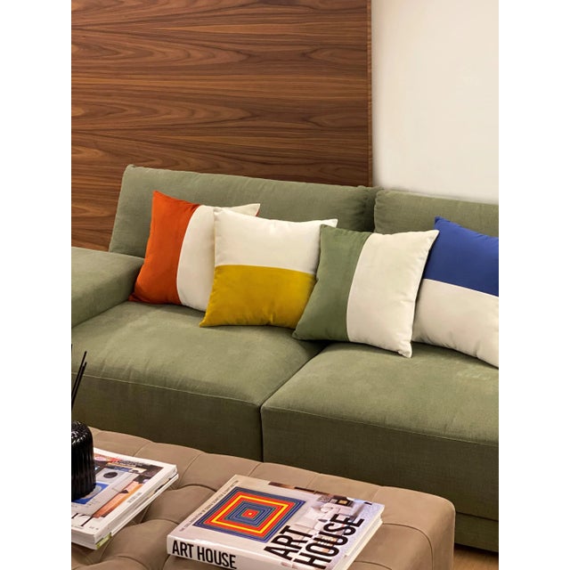 Contemporary Double Optical Blue Cushion by Briola Lorenza for LO DECOR For Sale - Image 3 of 4