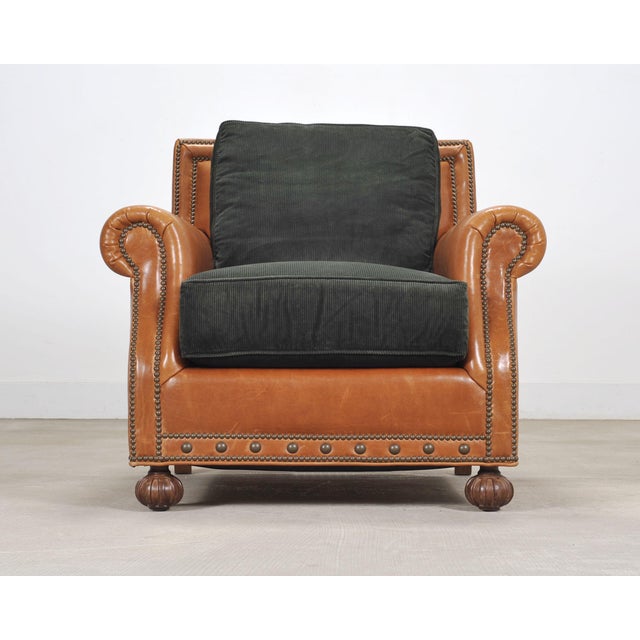 Ralph Lauren Ralph Lauren Italian Aran Isles Leather Mahogany Club Chair For Sale - Image 4 of 18