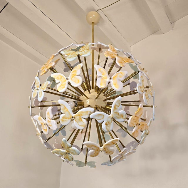 A.V. Mazzega 1980s Colored Murano Glass Butterfly Chandelier, Mid Century Modern For Sale - Image 4 of 11