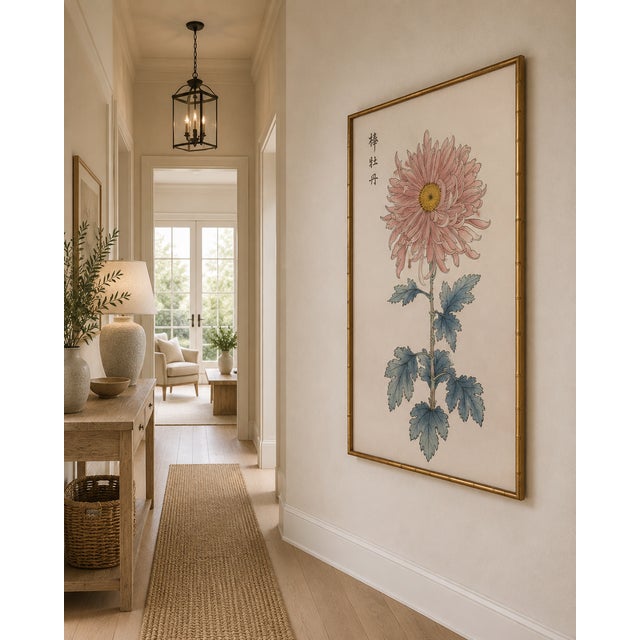 Pink Pink Flower by Hasegawa, Vintage Japanese Botanical Art Print, 40" X 60" For Sale - Image 8 of 10