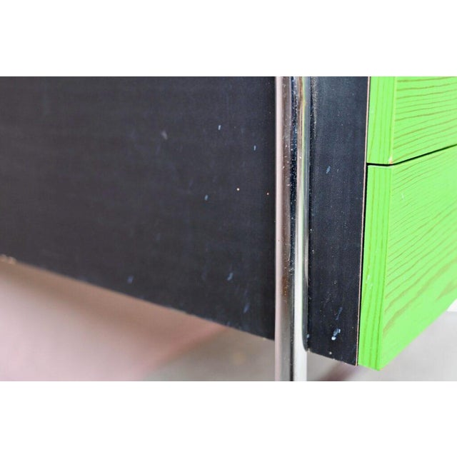 Bauhaus Desk in Green and Black Wood and Chrome Metal, 1980s For Sale - Image 10 of 18