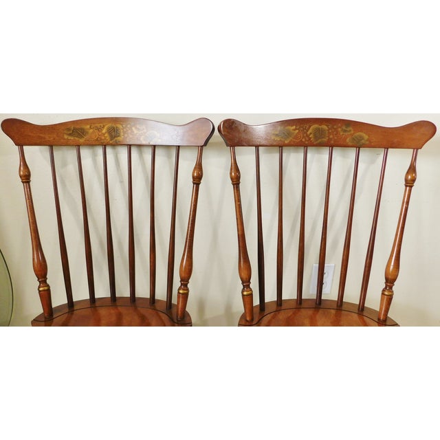 Vintage L. Hitchcock Solid Maple Wood Harvest Stenciled Dining Side