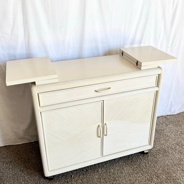 Cream Vintage Boho Chic Wavy Pencil Reed Buffet For Sale - Image 8 of 8