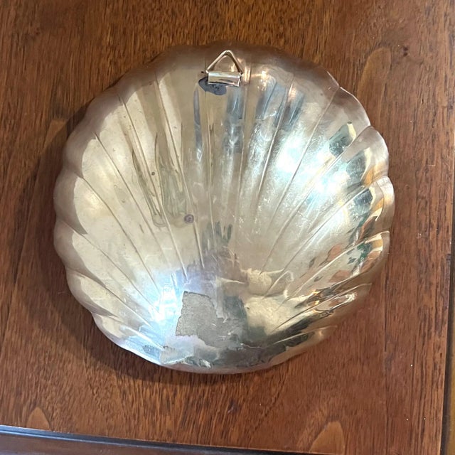 1970s Brass Shell Decorative Bowl Wall Hanging For Sale - Image 9 of 9