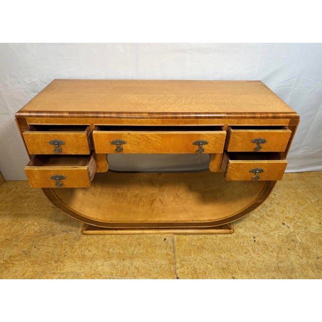 Vintage Art Deco Console Table in Birds Eye Maple, 1920s For Sale - Image 4 of 10