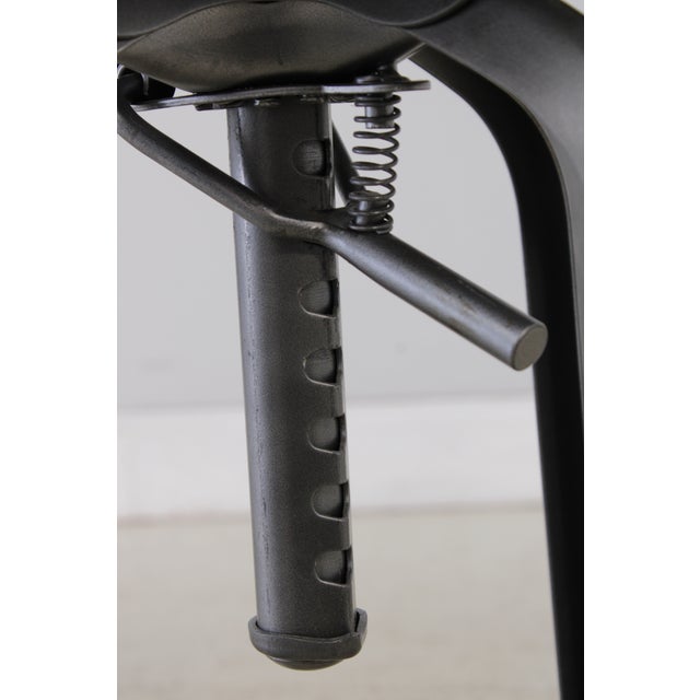 Gray Set of 6 Restoration Hardware Adjustable Toledo Leather Seat Stools For Sale - Image 8 of 15