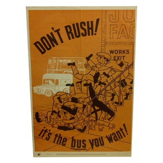 Vintage "Don't Rush" British Safety Poster For Sale