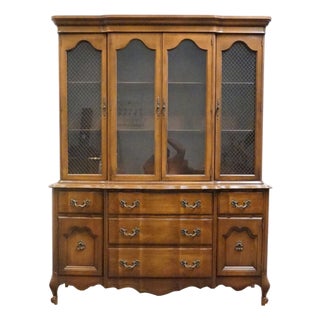 Broyhill Furniture Solid Hard Rock Maple Country French Provincial 59" Buffet W. China Cabinet 5000-10 / 5000-20 For Sale
