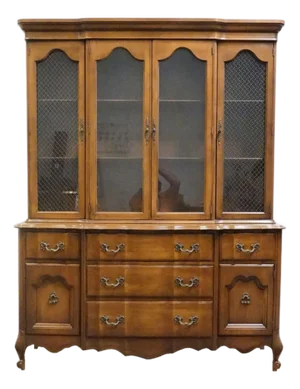 Broyhill Furniture Solid Hard Rock Maple Country French Provincial 59" Buffet W. China Cabinet 5000-10 / 5000-20