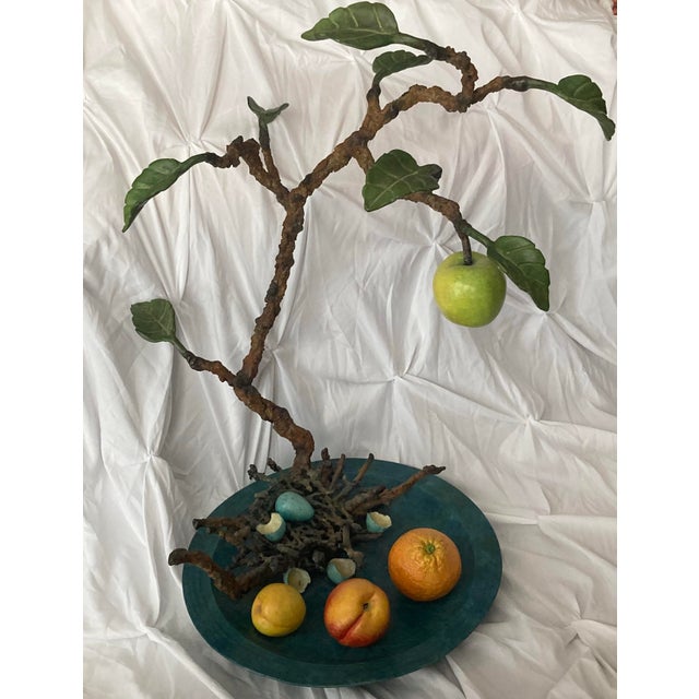 Victor Cicansky, Canadian Sculptor Signed 2005 Metal Fruit Sculptor With Nest Eggs Foliage and Whimsy. A Great Representation of His High Works. For Sale - Image 10 of 11