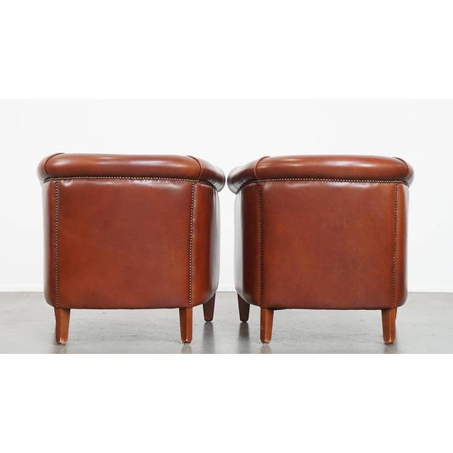 English Style Club Chairs in Cowhide Leather, Set of 2 For Sale - Image 3 of 15