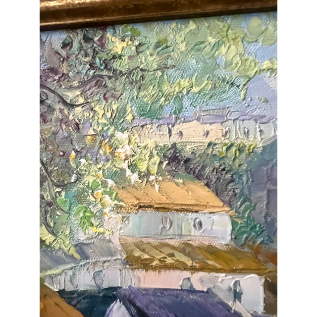 Mid- Century Framed Vintage Mediterranean Coastal Village Oil Painting For Sale - Image 13 of 18