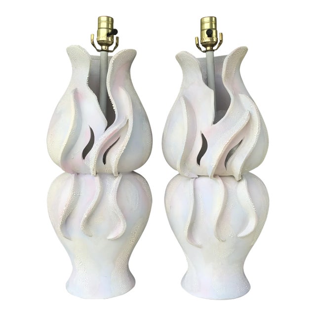 1980s Pair of Ceramic 1980’s Lamps For Sale