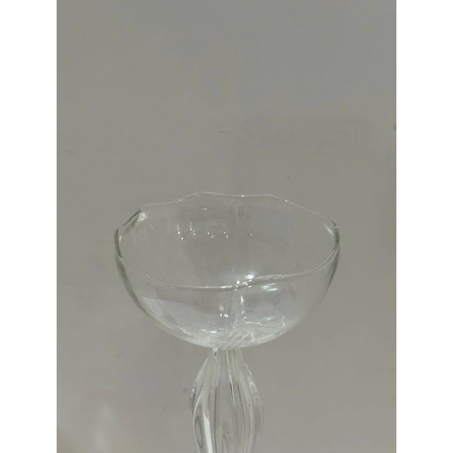 Contemporary 1950s Set of 3 Hand-Blown Art Glass Candlesticks Sculptural Clear Glass Modern Trio For Sale - Image 3 of 4