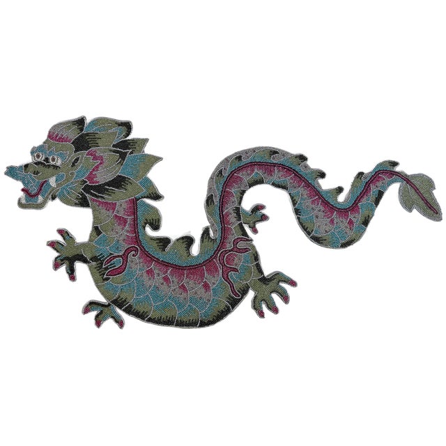 Contemporary Kim Seybert Hand-Beaded Large Dragon Table Runner For Sale - Image 3 of 6