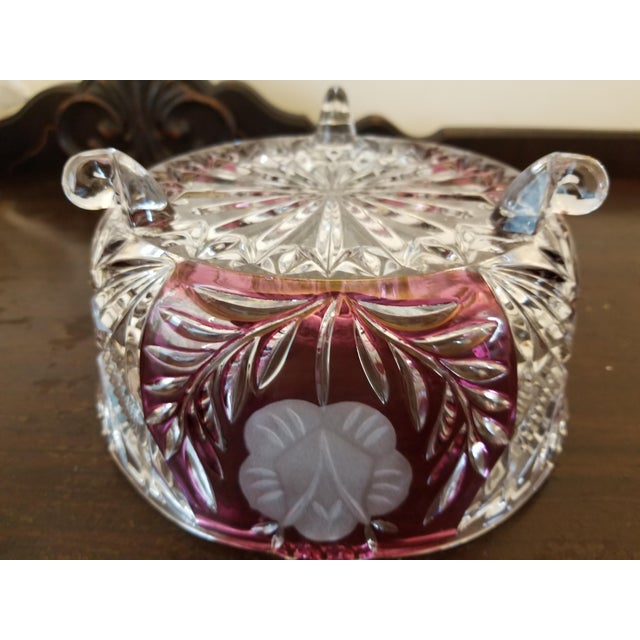 Cut to Clear Crystal Ruby Flash Fruit Bowl For Sale - Image 9 of 13