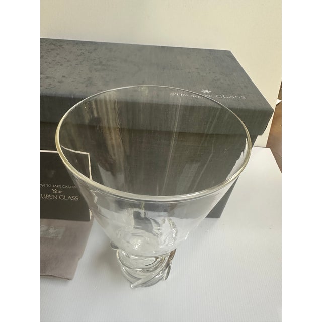 Steuben Vintage 1958 Donald Pollard MCM Art Glass "Whirpool" Vase 11.25" Tall # 8087-St in Original Box For Sale - Image 15 of 18