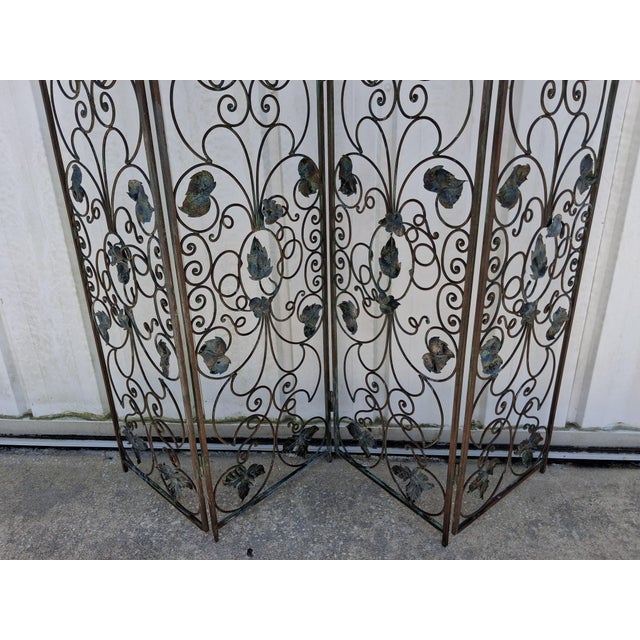 Metal Antique 4 Panel Iron Screen. For Sale - Image 7 of 15