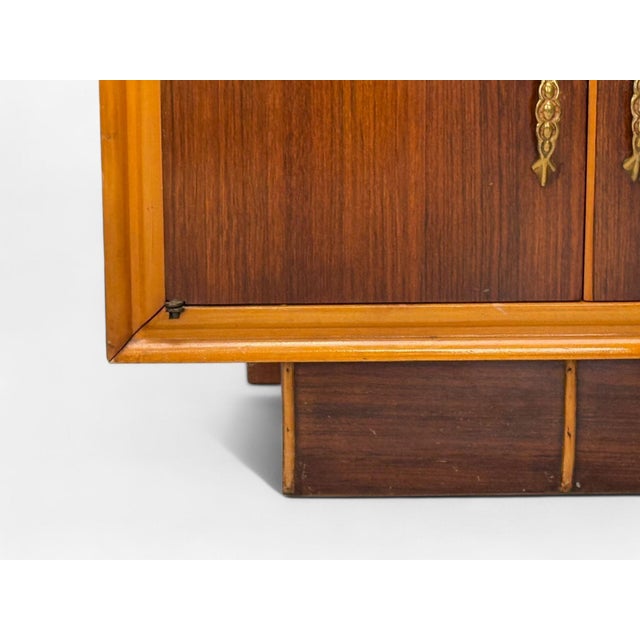 Brown Italian Modern, Wood, Brass, Glass, Nightstands, Italy, 1950s For Sale - Image 8 of 13