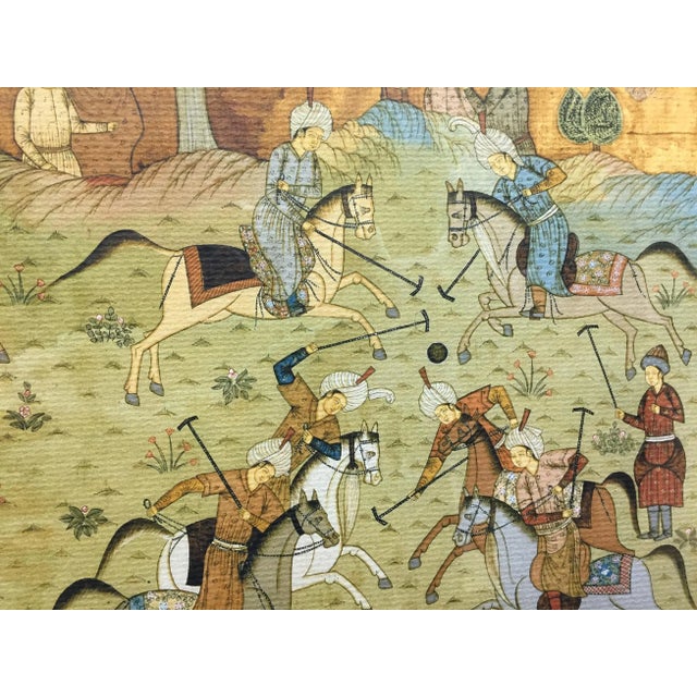 Beautiful hand-colour plate depicting the ancient game of polo in China mounted in an intricate mosaic mat! Art: 15 3/4" x...