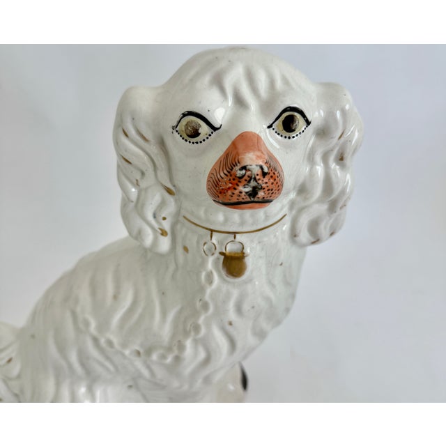 Antique 19th C White Staffordshire Spaniel Mantel Dogs - A Pair For Sale - Image 17 of 18