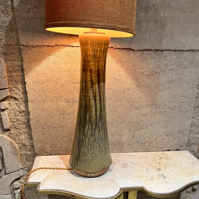 AMBIANIC presents Art Nouveau Table Lamp Ceramic 26.25 h x 7 diameter at widest point Preowned vintage unrestored No lamp...