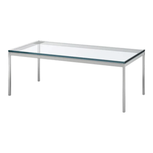 Florence Knoll Rectangular Coffee Table With Satin Chrome Base and Glass Top