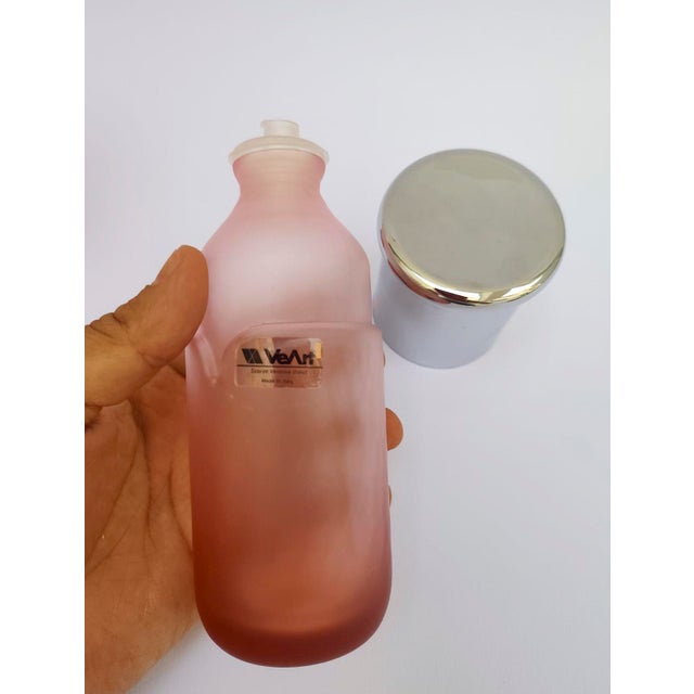 Vintage Italian Pink Murano Glass Bottle Tray and Punch Container from VeArt, 1980s, Set of 3 For Sale - Image 6 of 12